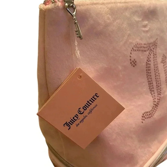 NWT Juicy Couture Baby Pink XL Rhinestone Cosmetics Travel Bag w/ Toiletry Area - Picture 6 of 6